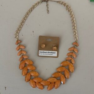 Orange Leaf Necklace Set